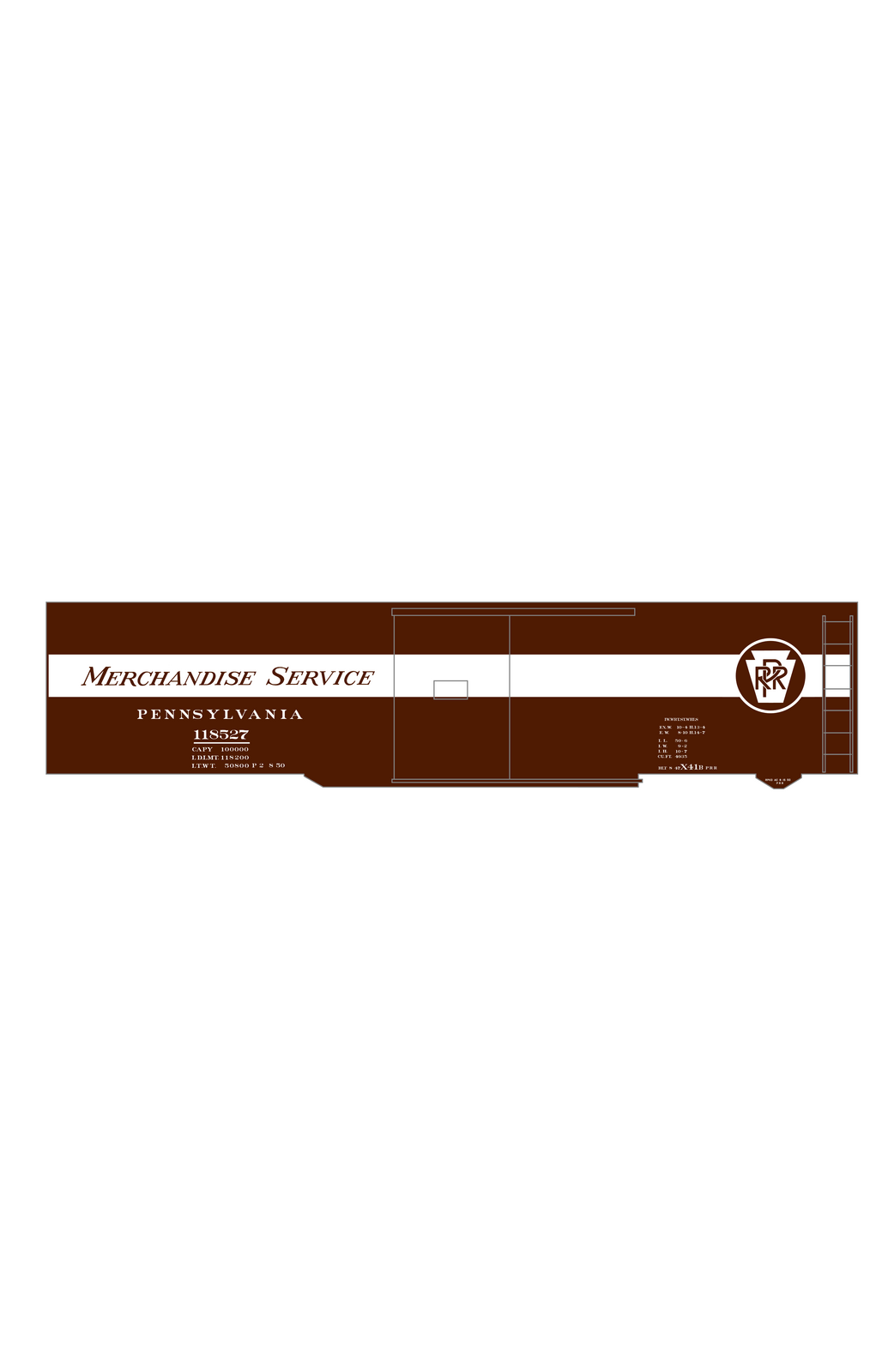 Pennsylvania Railroad 50 Ft Merchandise Service Boxcar White All White