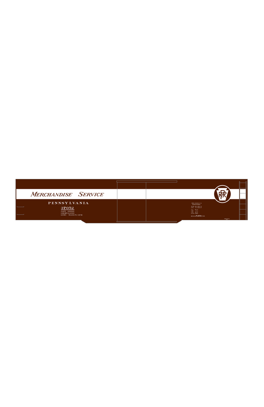 Pennsylvania Railroad 60 Ft Merchandise Service Boxcar White All White