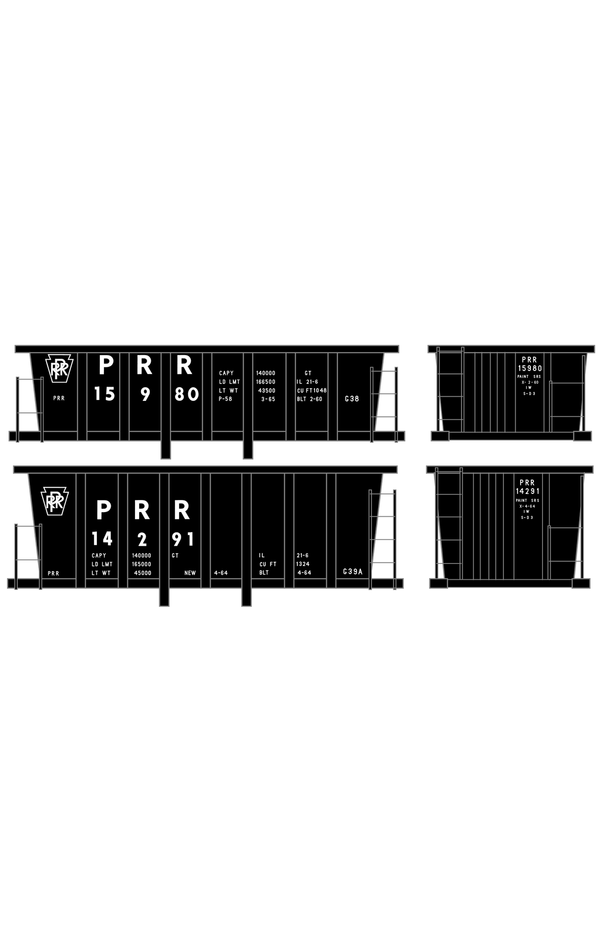 Pennsylvania Railroad G38 / G39 Ore Cars White