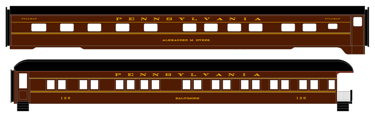 Pennsylvania Railroad Pittsburgher, Business Passenger Cars Bronze Gold