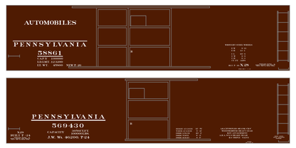 Pennsylvania Railroad PRR X28 and X29 Boxcar White As Built Scheme