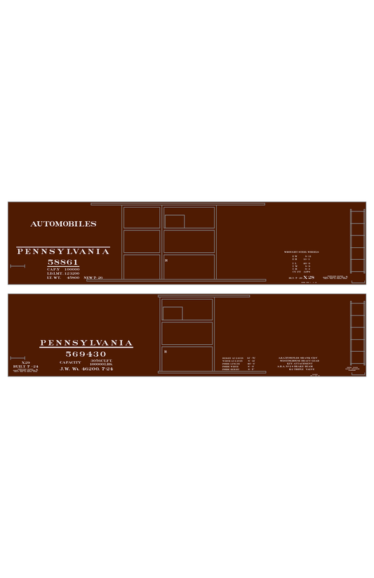 Pennsylvania Railroad PRR X28 and X29 Boxcar White As Built Scheme