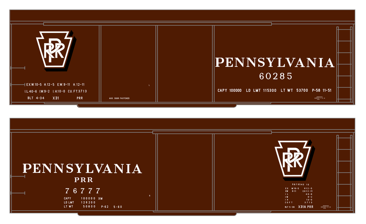 Pennsylvania Railroad X31 Boxcar White Shadow Herald