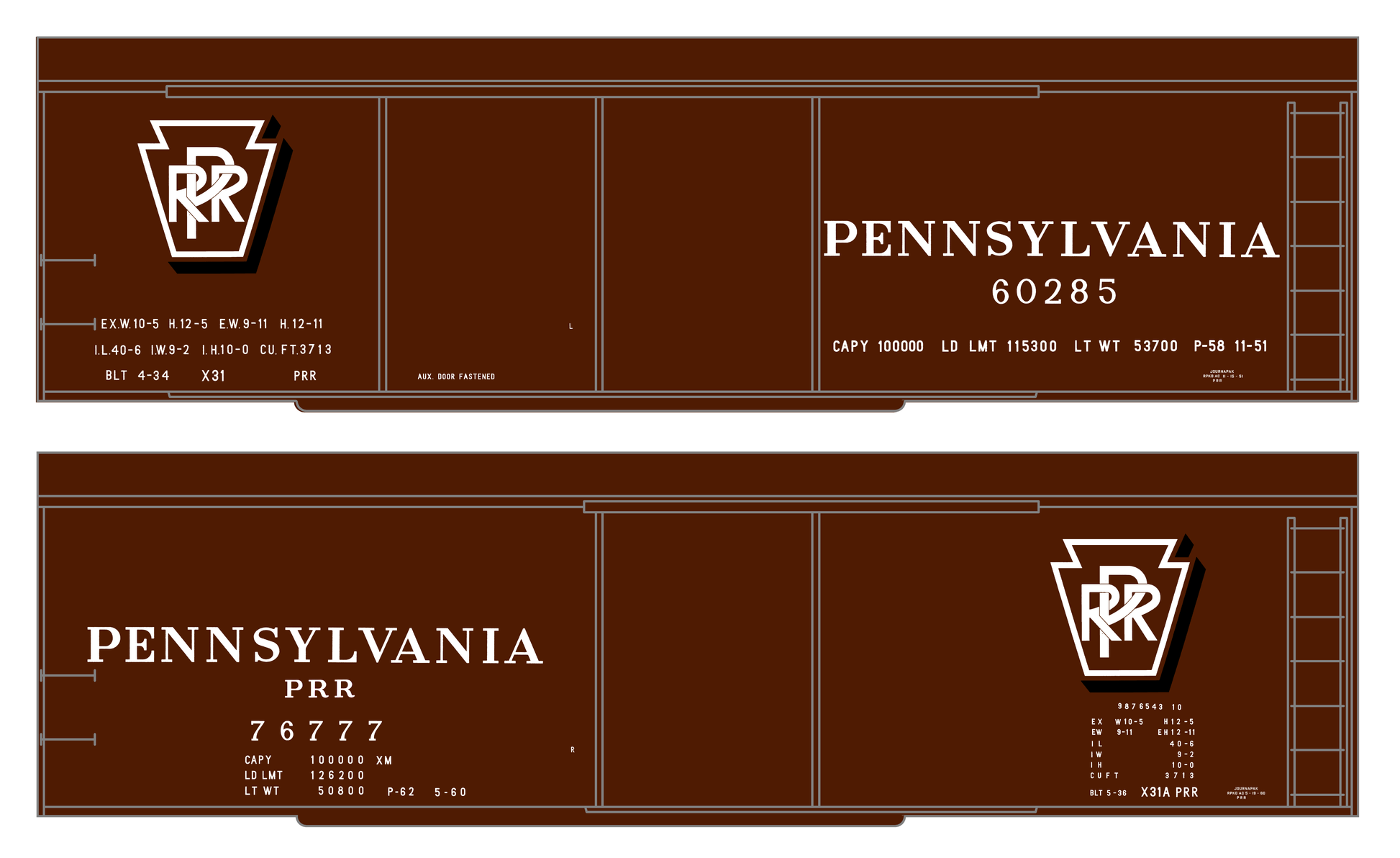 Pennsylvania Railroad X31 Boxcar White Shadow Herald