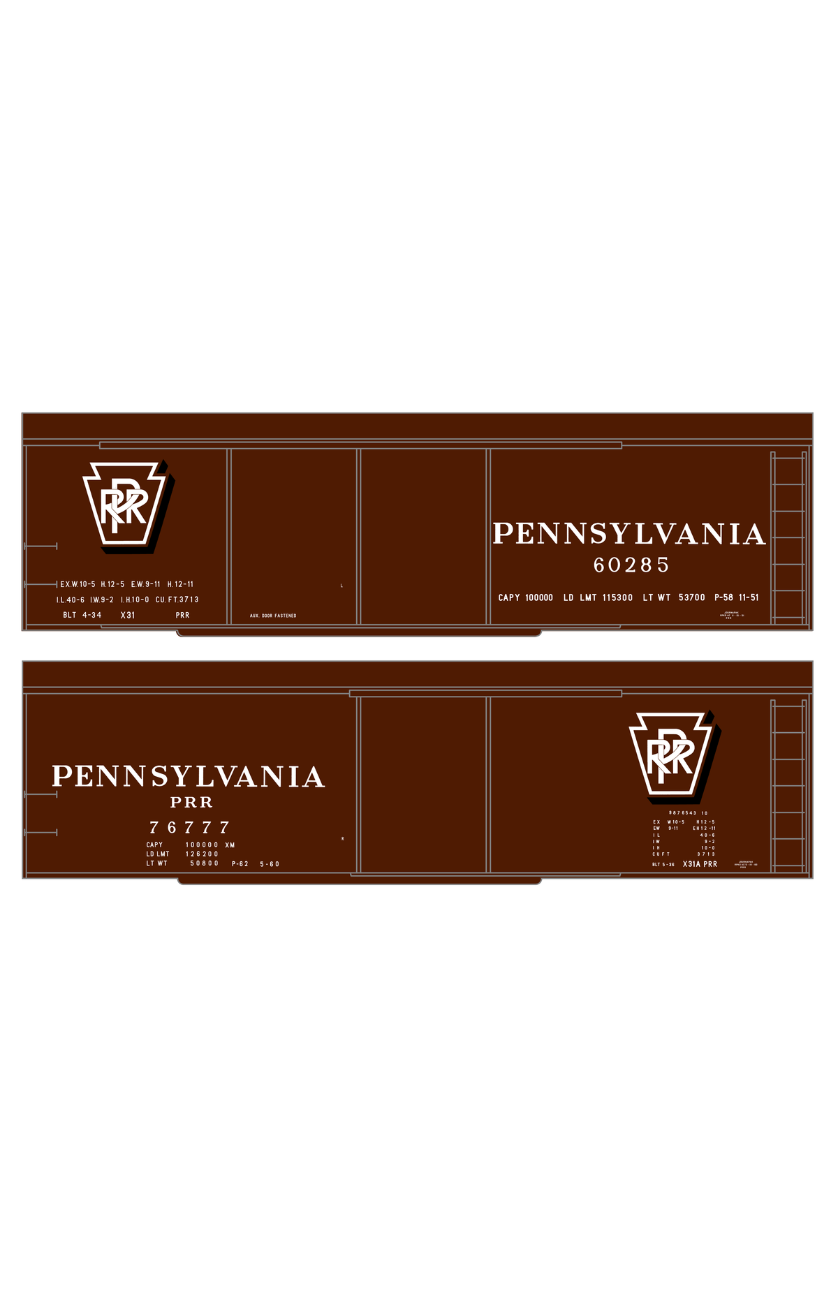 Pennsylvania Railroad X31 Boxcar White Shadow Herald