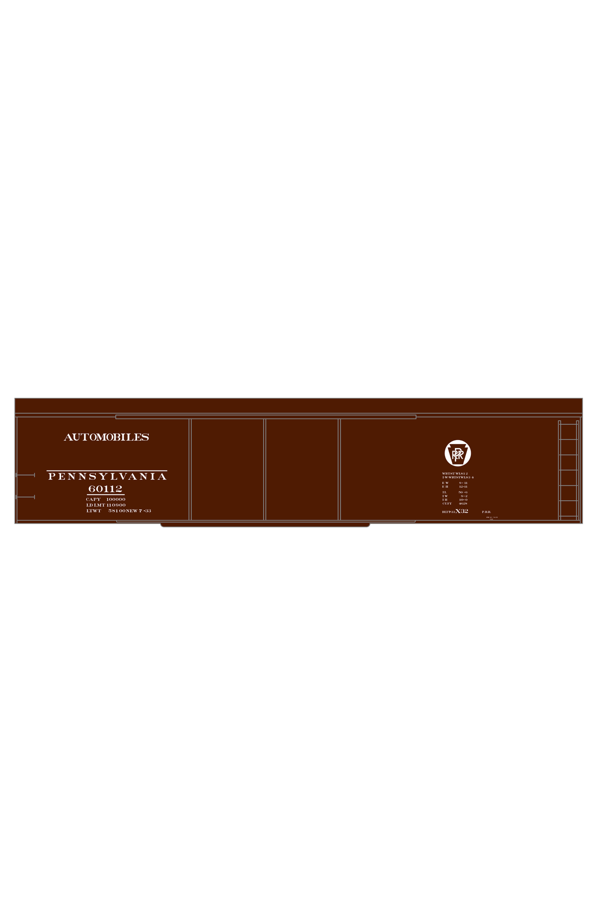 Pennsylvania Railroad PRR X32 50 Ft Auto Boxcar White Circle Herald