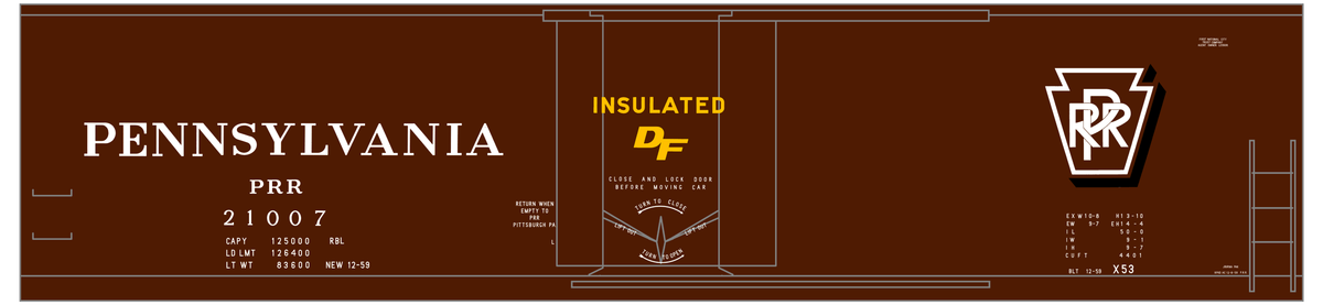 Pennsylvania PRR X53 50 Ft Insulated Boxcar Shadow Herald