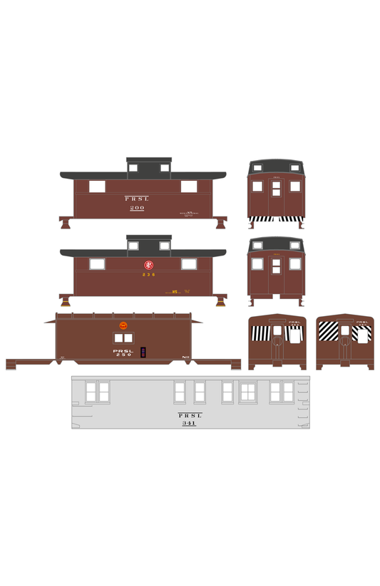 Pennsylvania Reading Seashore Line PRSL Cabooses and MOW Cars 