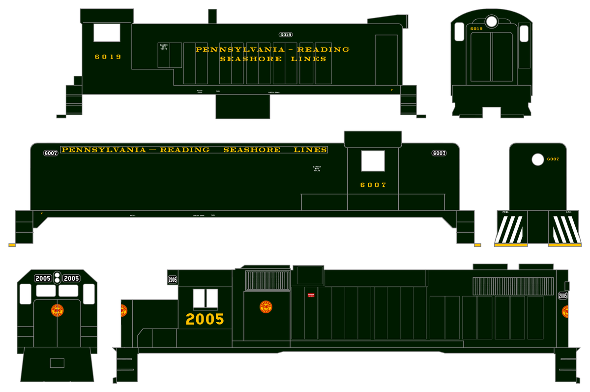 Pennsylvania Reading Seashore Line PRSL Diesel Locomotives Dulux Gold  - Decal