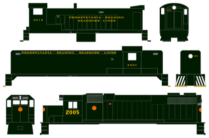 Pennsylvania Reading Seashore Line PRSL Diesel Locomotives Dulux Gold  - Decal