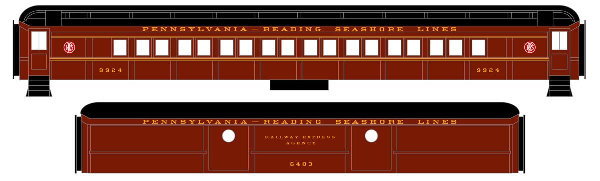 Pennsylvania-Reading Seashore Lines Passenger Car Bronze Gold PRSL