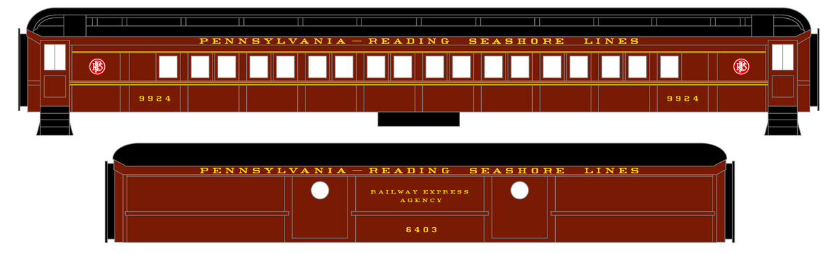 Pennsylvania Reading Seashore Lines PRSL Passenger Car Yellow