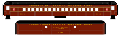 Pennsylvania Reading Seashore Lines PRSL Passenger Car Yellow