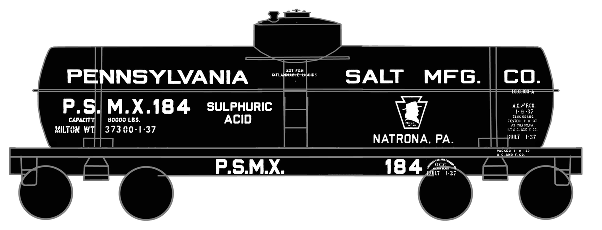Pennsylvania Penn Salt Sulphuric Acid Tank Car White