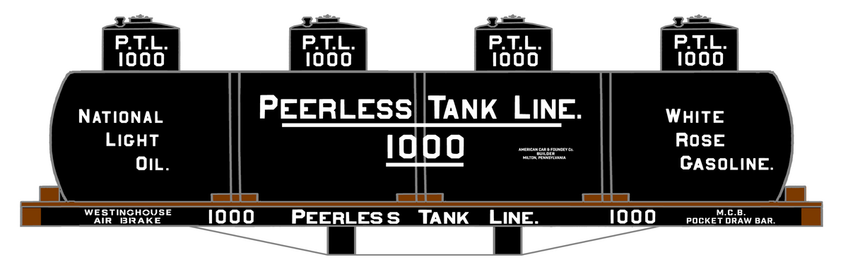 Peerless Tank Line Early Wood Frame Tank Car White