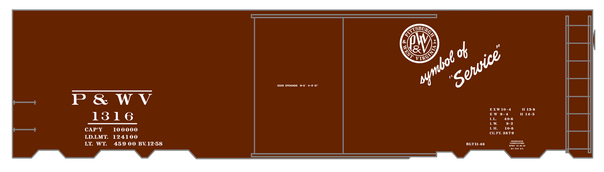 Pittsburgh and West Virginia 40 Ft Single Door Boxcar White
