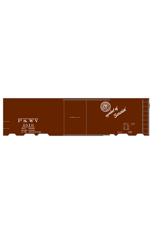 Pittsburgh and West Virginia 40 Ft Single Door Boxcar White