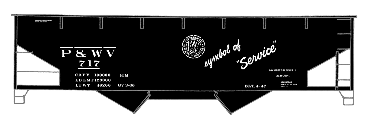 Pittsburgh and West Virginia Symbol Of Service Hopper Car White