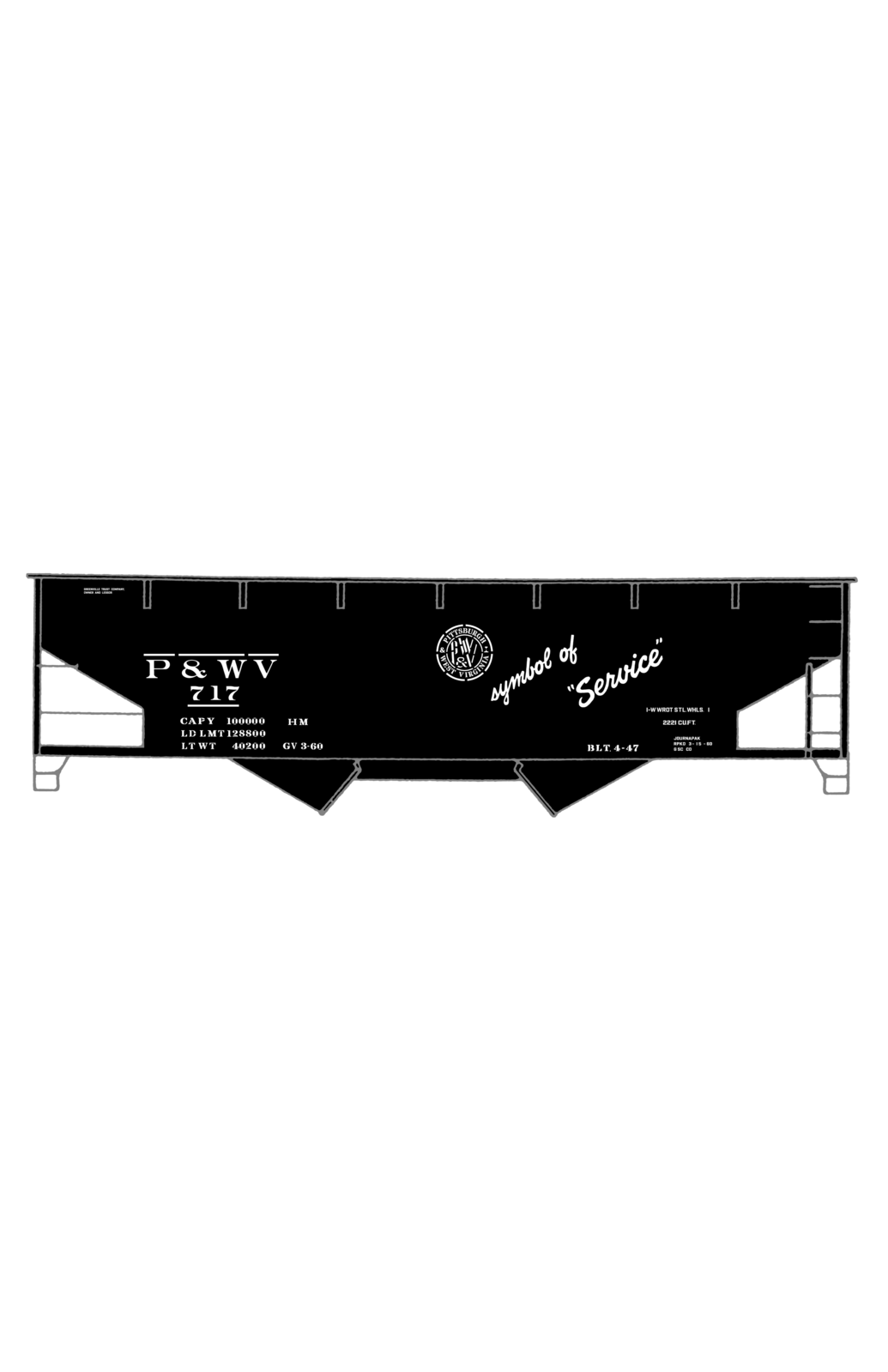 Pittsburgh and West Virginia Symbol Of Service Hopper Car White