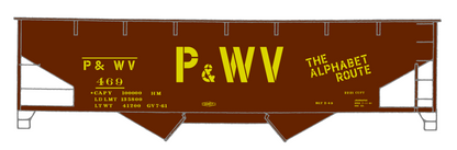 Pittsburgh and West Virginia Alphabet Route Hopper Car Yellow