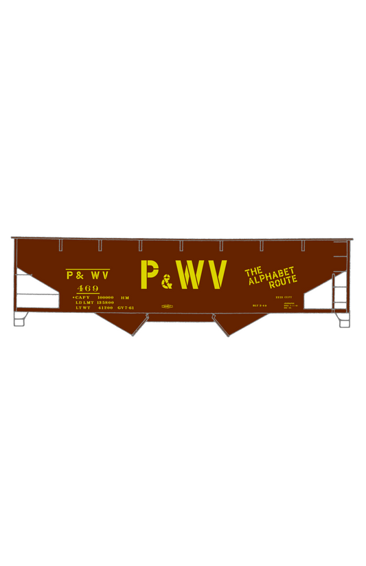 Pittsburgh and West Virginia Alphabet Route Hopper Car Yellow