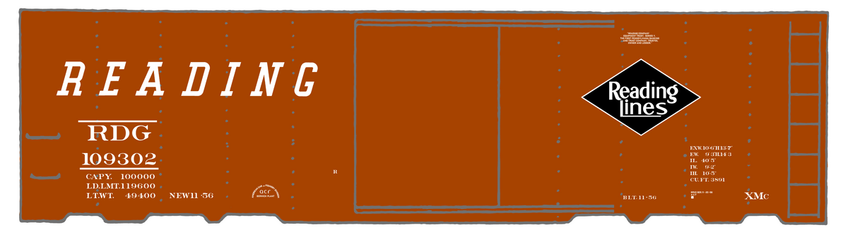 Reading 40 Ft Boxcar White Diamond Logo