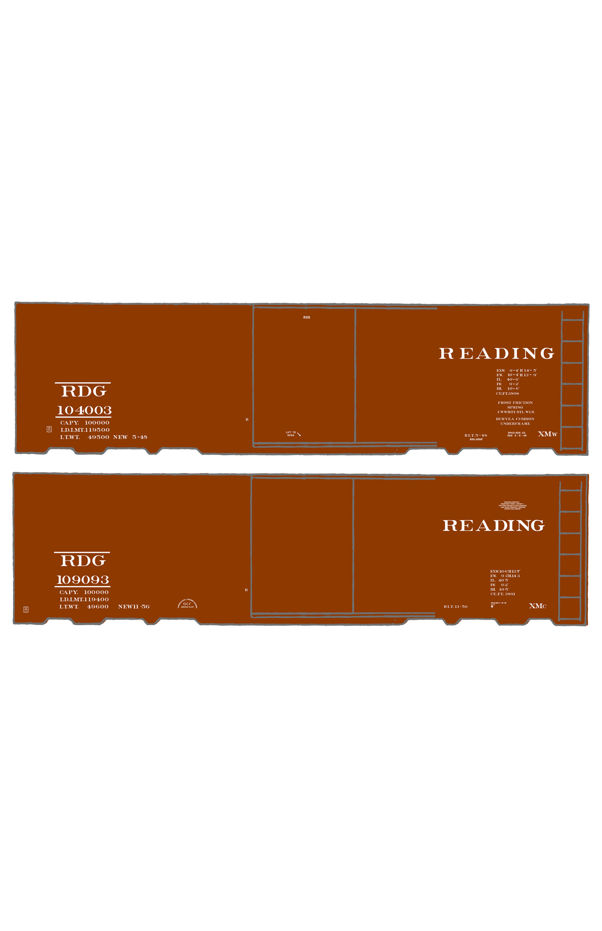 Reading 40 Ft Boxcar White Plain Scheme