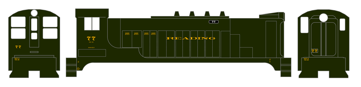 Reading Diesel Locomotive Dulux Gold Early Plain Scheme - Decal