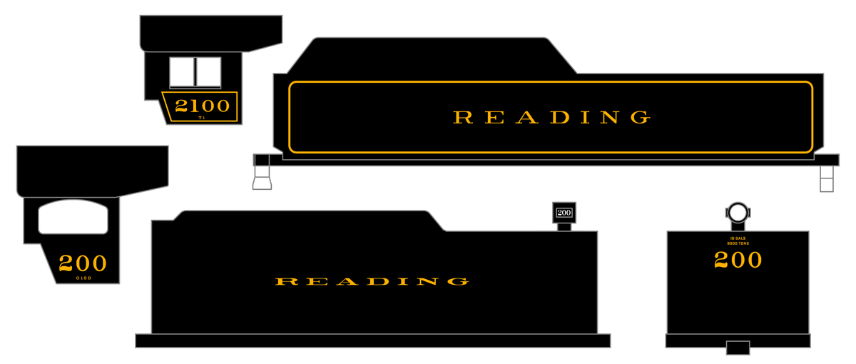 Reading Steam Locomotive Dulux Gold  - Decal
