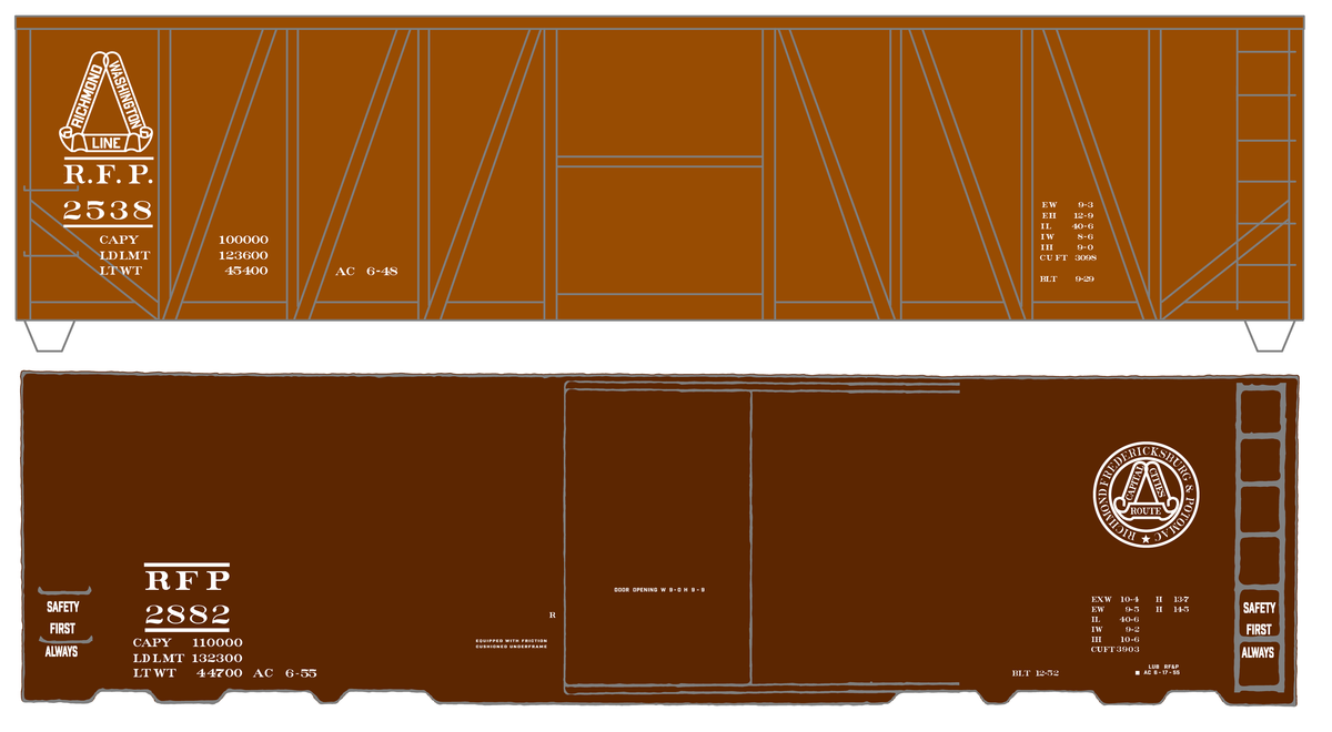 Richmond, Fredericksburg & Potomac 40 Boxcar RF&P Scroll Logos 