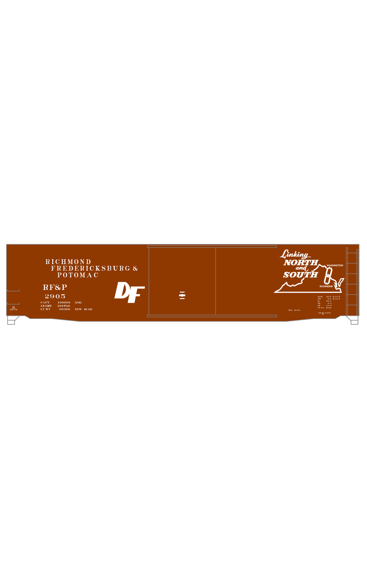 Richmond, Fredericksburg & Potomac 50 Ft Boxcar White RF&P