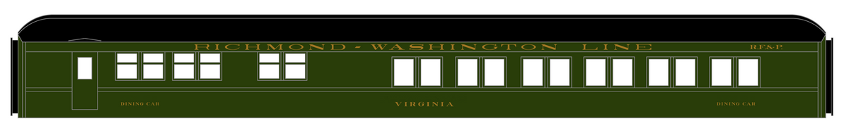 Richmond, Fredericksburg and Potomac Heavyweight Passenger Car Bronze Gold As Built Lettering