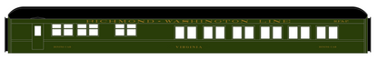 Richmond, Fredericksburg and Potomac Heavyweight Passenger Car Bronze Gold As Built Lettering