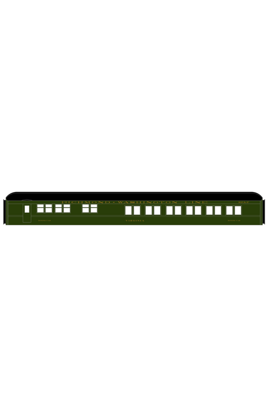 Richmond, Fredericksburg and Potomac Heavyweight Passenger Car Bronze Gold As Built Lettering