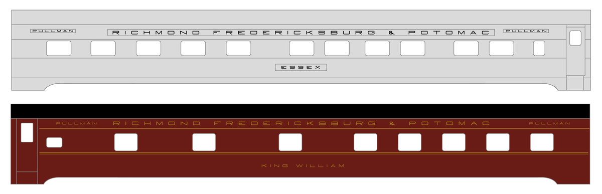 Richmond, Fredericksburg and Potomac Sleeper Passenger Car Gold, Black, Silver Pool Cars
