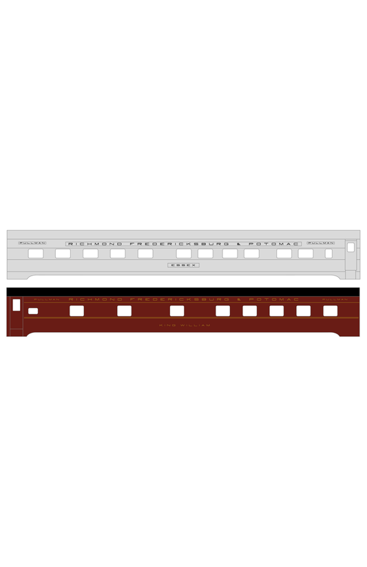 Richmond, Fredericksburg and Potomac Sleeper Passenger Car Gold, Black, Silver Pool Cars