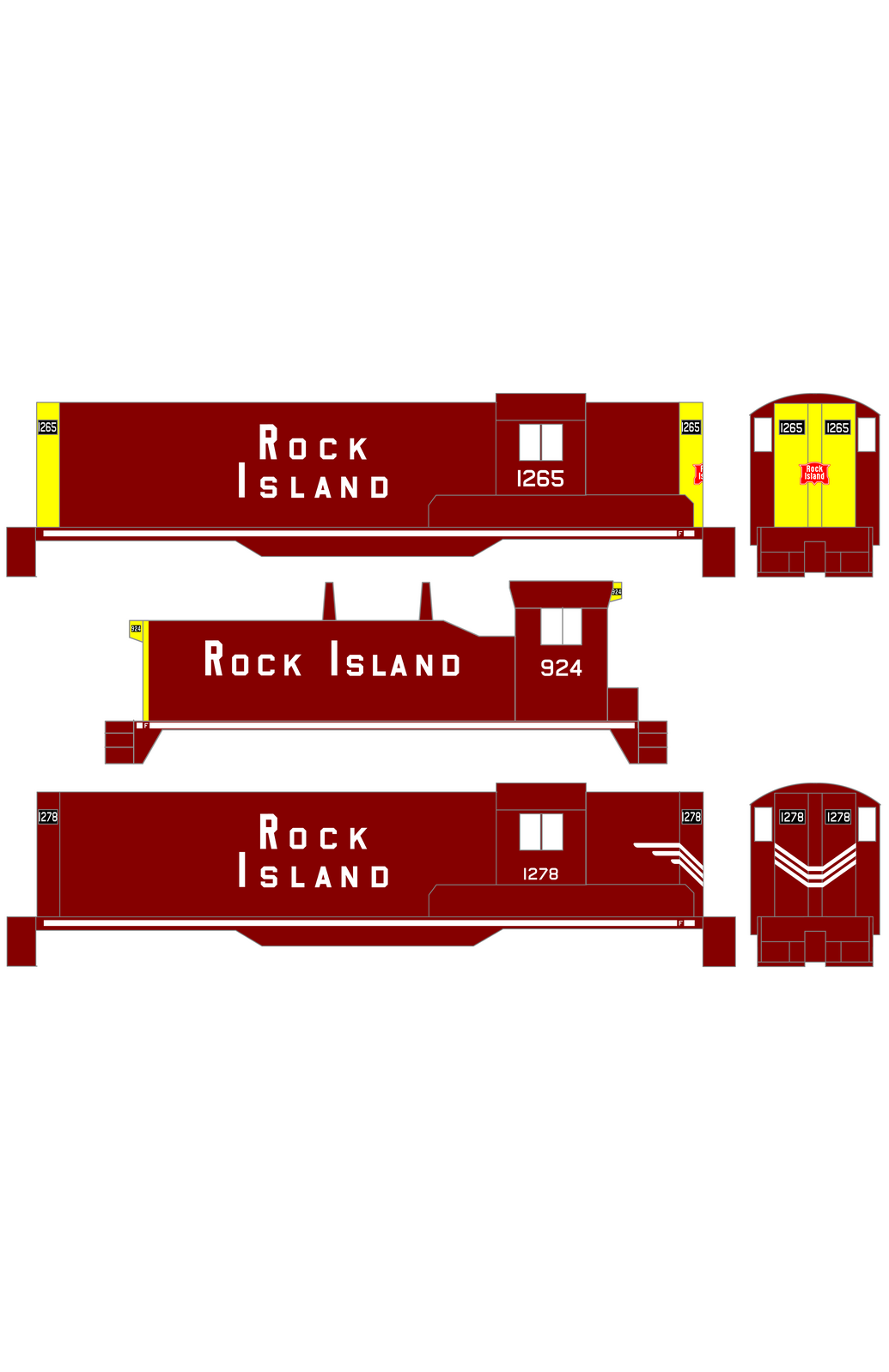Rock Island Diesel Locomotive White Block Lettering