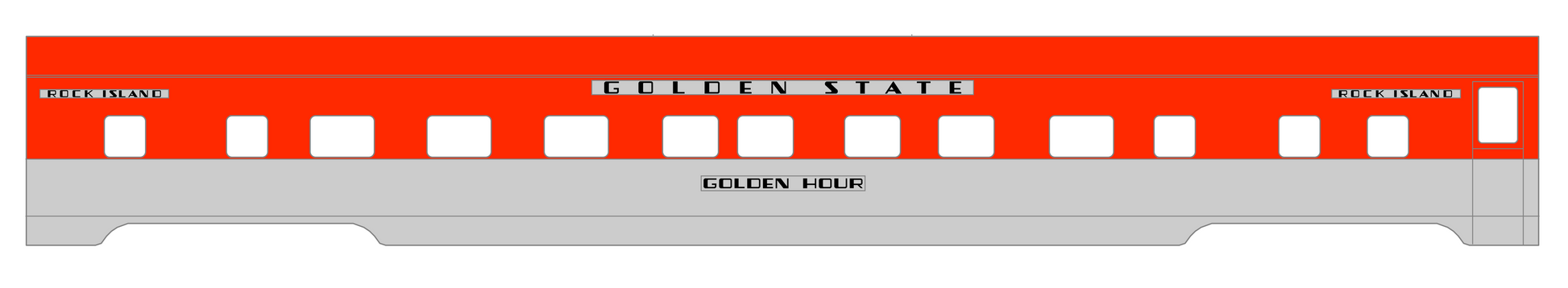 Golden State Lightweight Passenger Car Black and Silver Rock Island Owned Cars