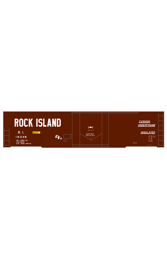 Rock Island 50 Ft Plug Door Boxcar Cushion Underframe Insulated