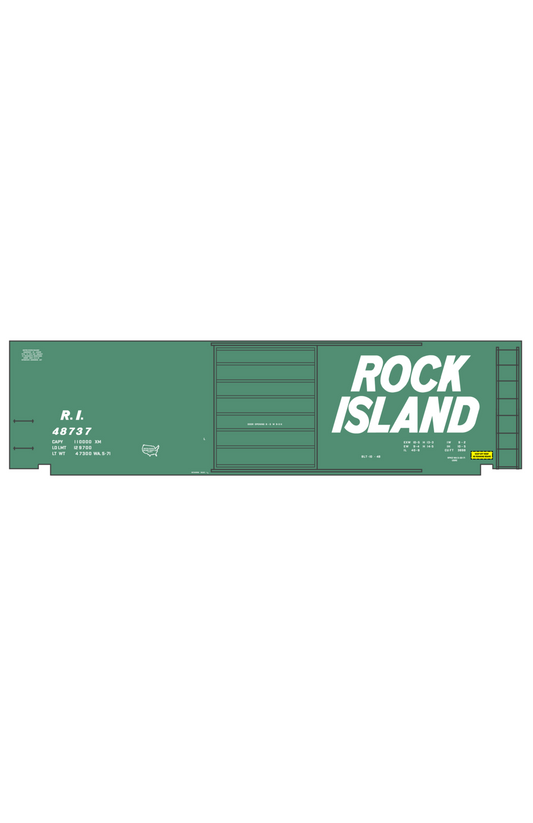 Rock Island 40 Ft Boxcar White Slant Lettering
