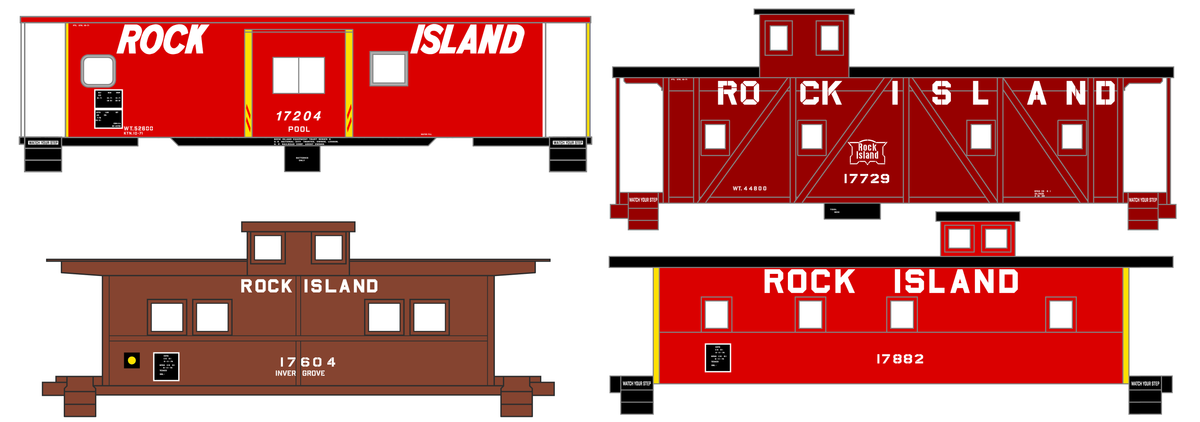 Rock Island Caboose White Slant / Block Letters