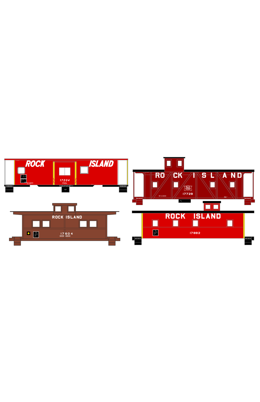 Rock Island Caboose White Slant / Block Letters