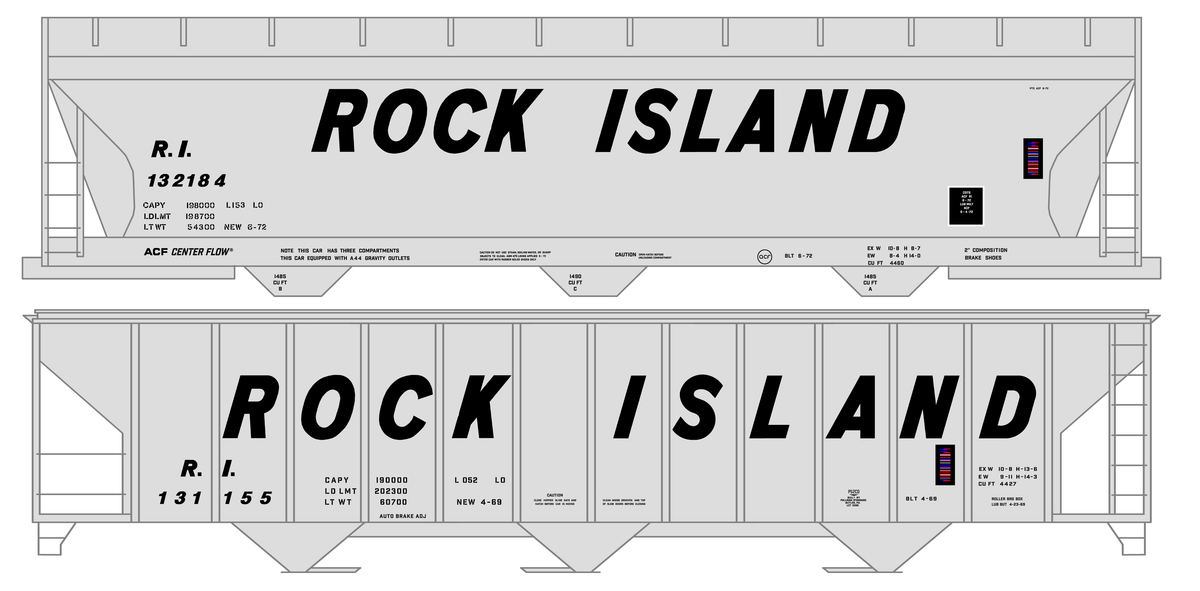 Rock Island Covered Hopper Black Slant Lettering