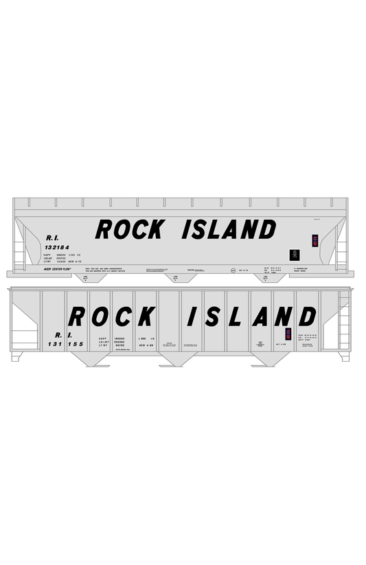 Rock Island Covered Hopper Black Slant Lettering