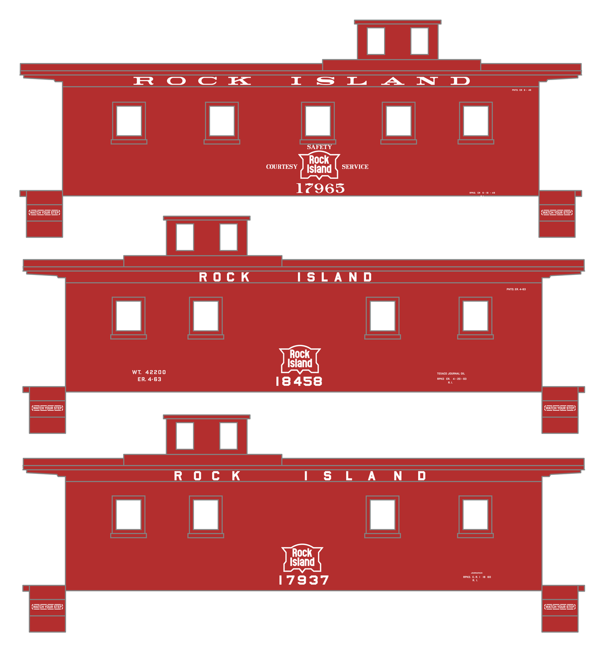 Rock Island Caboose White Roman/Block Fascia Letter