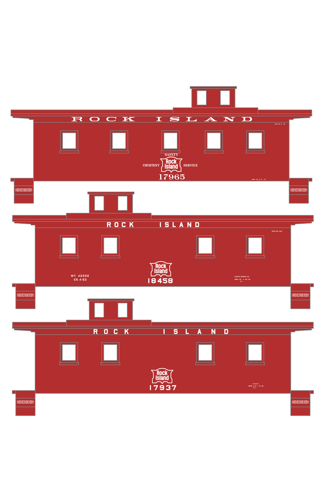 Rock Island Caboose White Roman/Block Fascia Letter