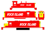 Rock Island Diesel Locomotive White Slant Lettering