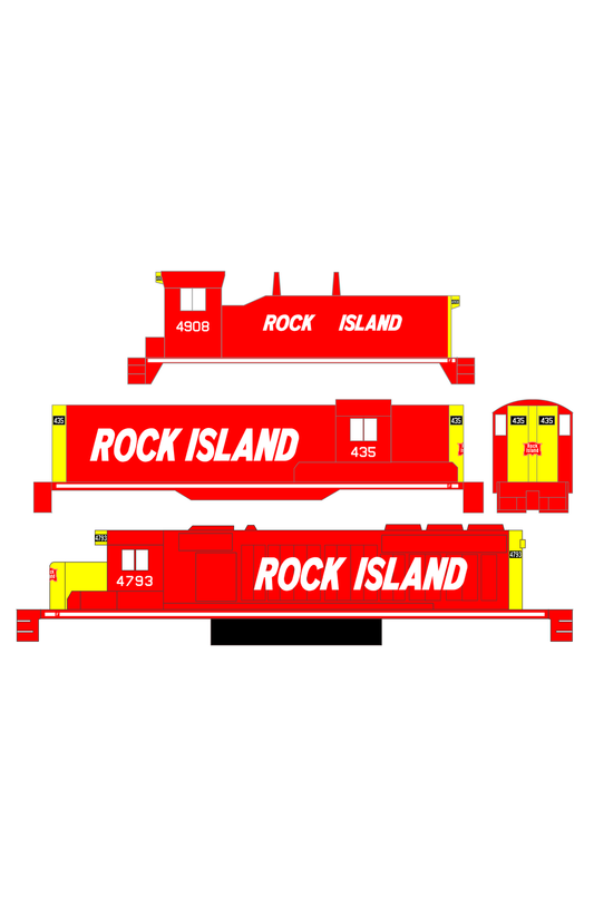 Rock Island Diesel Locomotive White Slant Lettering