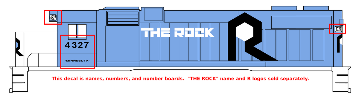 Rock Island Diesel Locomotive Names and Numbers #1 Black and White