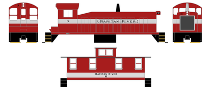 Raritan River Diesel Locomotive and Caboose Black and Gray  - Decal